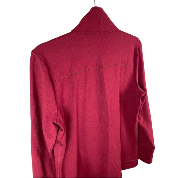 TALBOTS SHAWL COLLAR FLEECE CARDIGAN | DEEP RED | SIZE MEDIUM - Picture 4 of 7